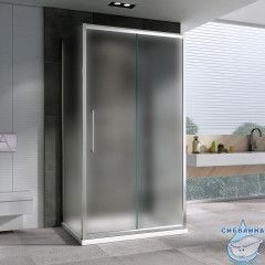 Душевое ограждение ABBER Schwarzer Diamant AG30160MH-S75M-S75M 160x75 профиль хром, стекло  матовое (без поддона)