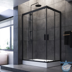 Душевое ограждение Am.Pm Gem W90G-404-120280-BT 120x80 профиль черный, стекло прозрачное (без поддона)
