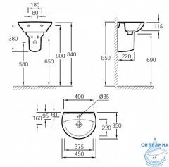 Раковина 60 см Jacob Delafon Brive E1286-00