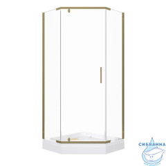 Душевое ограждение Тритон Дека 90x90 профиль золото, стекло прозрачное Щ0000073923 (с поддоном)