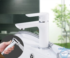 Смеситель Gappo G1048-1 с гигиеническим душем (хром/белый)