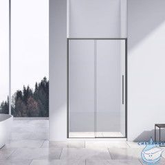 Дверь в нишу Vincea Slim-N 140 профиль вороненая сталь, стекло прозрачное VDS-4SN140CLGM