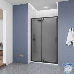 Дверь в нишу Veconi Оттимо 110 профиль черный, стекло матовое OP20B-110-12-C9