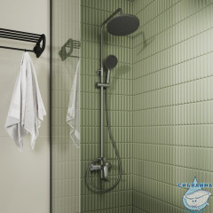 Смеситель для ванны с верхним душем, графит, Rora, Milardo, RORGM4FM06