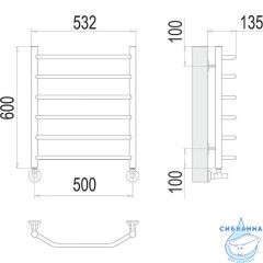 Полотенцесушитель водяной Terminus Виктория П6 50х60 (нижнее подключение)