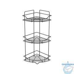 Полка трёхъярусная угловая, проволока стальная, чёрный матовый, Grid, Milardo, GRICC3BM44