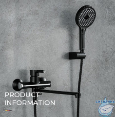 Смеситель для ванны Gappo G2203-6 с аксессуарами (хром/черный)