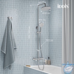 Душевая система с тропическим душем с термостатом, хром глянцевый, Kero, IDDIS, KERSB0Ti06