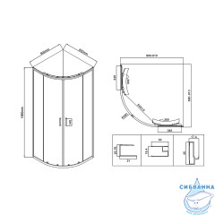 Душевое ограждение Vincea City 90x90 профиль хром, стекло текстурное VSQ-5CT900MT
