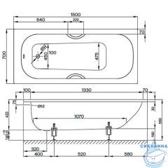 Стальная ванна Bette Form AD AS 150x70