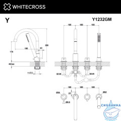 Смеситель для ванны на 4 отверстия WHITECROSS Y Y1232GM (оружейная сталь)