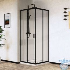 Душевое ограждение Vincea City 90x90 профиль черный, стекло прозрачное VSS-5CT900CLB