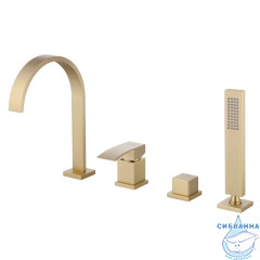 Смеситель для для ванны на борт Abber Wasserfall AF8613G (золото матовое)