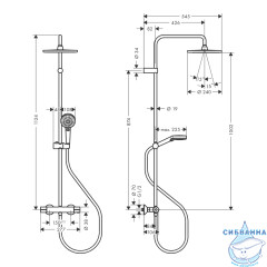 Душевая система Hansgrohe Vernis Blend Showerpipe 240 1 режим 26426670 (черный матовый)