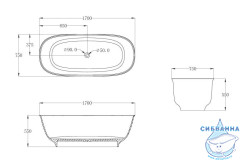 Ванна из полиэфирной смолы ABBER Kristall 170х75 AT9707Aquamarin бирюзовая