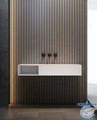 Тумба с раковиной ABBER Stein AS2640-1.0 L подвесная, белая матовая