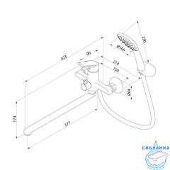 Смеситель для ванны с длинным изливом с керамическим дивертором,  Nelson, Milardo, NELSBLCM10