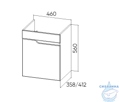 Тумба Viant Куба 50П с раковиной Como 50 белый