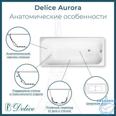 Чугунная ванна Delice Aurora 170х75 с ножками