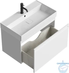 Тумба подвесная Aqwella Pure 80 белый матовый, с раковиной Aqwella Вилис 80