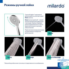 Комплект смесителей 2 в 1: Душевая система с изливом и смеситель для умывальника, глянцевый хром, Rora, Milardo, ROR0001M70
