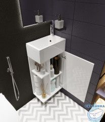 Тумба подвесная 1Marka Laura 40П с раковиной Laura 40 белый глянец R