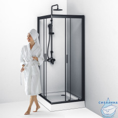 Душевое ограждение AM.PM Gem 100x80 W93G-404-100280-BT профиль черный, стекло прозрачное (без поддона)