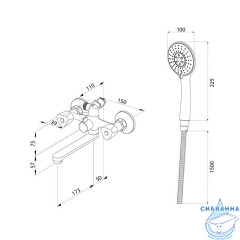 Смеситель для ванны, Tring, Milardo, TRISB02M02