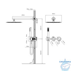 Душевая система Vincea Groove 300 1 режим VSFW-4G01MB (черный матовый )