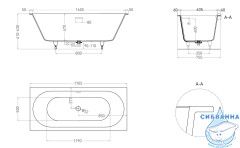 Ванна из искусственного камня Salini Ornella Axis Kit 170x75 (материал S-Sense, белый матовый)