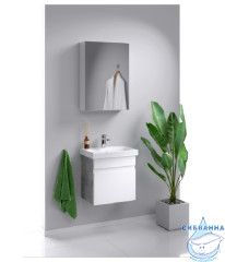 Тумба Aqwella Smart 50 с раковиной Moduo Slim 50 белый/бетон светлый 