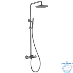 Душевая стойка ABBER Wasser Kreis AF8160NGL без излива, с термостатом, оружейная сталь