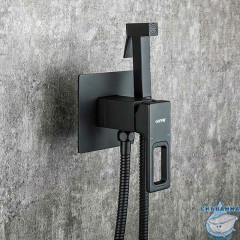 Встраиваемый смеситель с гигиеническим душем Gappo G7217-6 (черный матовый)