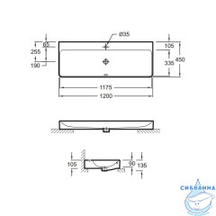 Раковина на столешницу 120 см Jacob Delafon Vox EVA112-00