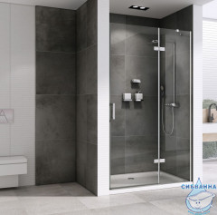 Дверь в нишу ABBER Zart AG08090 90x195 профиль хром, стекло прозрачное