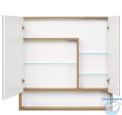 Шкаф-зеркало Акватон Сканди 90 белый глянцевый/дуб рустикальный