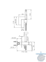 Встраиваемый смеситель Raglo R01.52.09 с гигиеническим душем (графит)