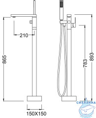 Смеситель для ванны напольный Timo Selene 2200/03Y-CR с аксессуарами (черный матовый)
