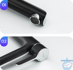 Смеситель для раковины Gappo G1003-16 (без донного клапана) (хром/черный)