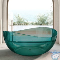 Ванна из полиэфирной смолы ABBER Kristall 150х150 AT9705Aquamarin бирюзовая