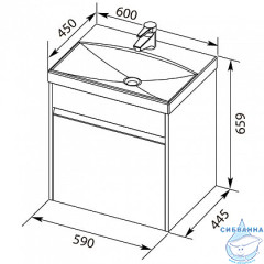 Тумба под раковину Aquanet Палермо 60 белый глянец 203934