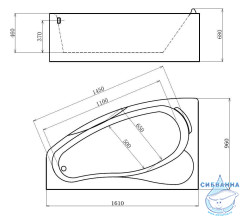 Акриовая ванна Gemy G9046 B L 161х96 с гидромассажем