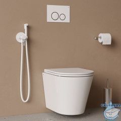 Встраиваемый смеситель с гигиеническим душем, белый матовый, IDDIS, 005WTR0i08