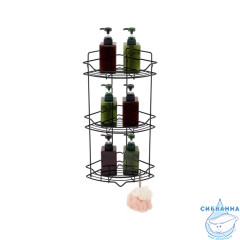 Полка трёхъярусная угловая, проволока стальная, чёрный матовый, Grid, Milardo, GRICC3BM44