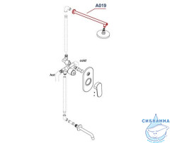 Держатель верхнего душа WasserKRAFT A019 (хром)
