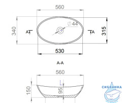 Раковина на столешницу 56 см Salini Callista (материал sapirit, белый глянцевый)