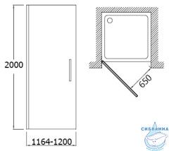 Дверь в нишу Jacob Delafon Contra 120 см E22T120-GA профиль хром, стекло прозрачное