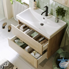 Тумба Aqwella Astrid 80 дуб двос с раковиной Фест 80