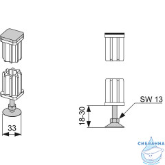 Ножка с торцевым элементом-комплект Хоммет 9140001