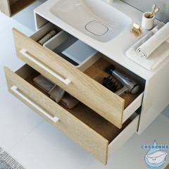 Тумба Aqwella 5 Stars Miami 90 дуб сонома с раковиной Malaga 90R правая